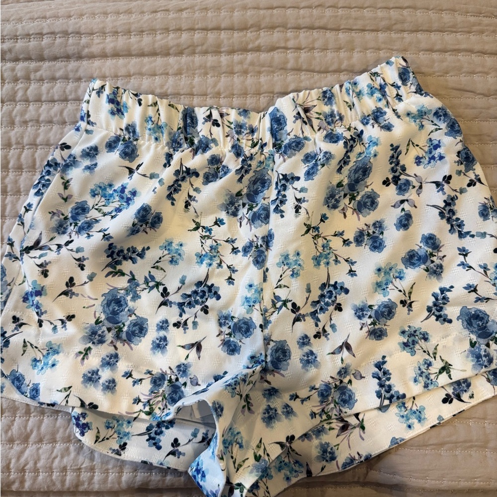 Floral Blue and White Shorts
